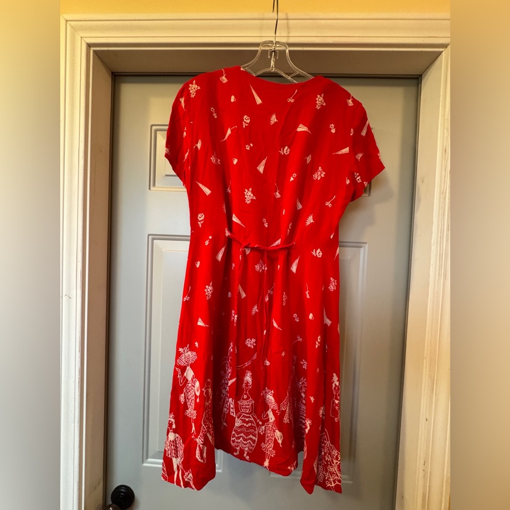 Vintage Coldwater Creek Red Rayon Button Front Dress Size Small - Picture 13 of 15